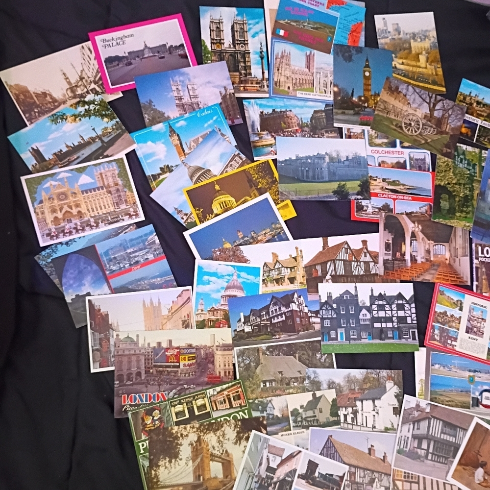 178pc Mixed Postcards Greeting Cards Stickers Travel Nature Ephemera Lot. S​